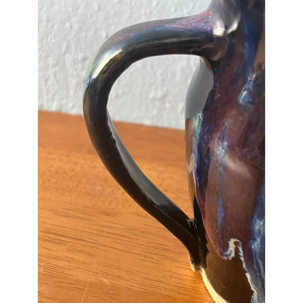 Art Pottery Coffee Mug Northern Lights Style Drip Glaze